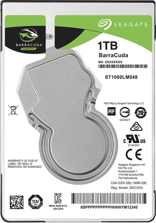 HDD | SEAGATE | Barracuda | 1TB | SATA 3.0 | 128 MB | 5400 rpm | 2,5" | Thickness 7mm | ST1000LM048