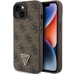 Guess PU Leather 4G Triangle Strass Case for iPhone 15