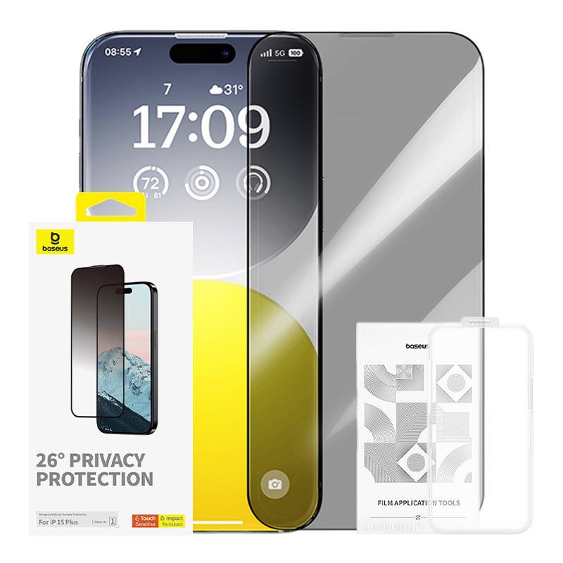 Baseus Diamond Privacy Protection Tempered Glass Защитное Стекло для Apple iPhone 15 Plus