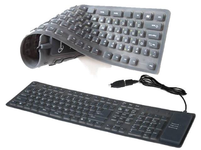 KEYBOARD FLEXIBLE USB/PS2 ENG/BLACK KB-109F-B GEMBIRD