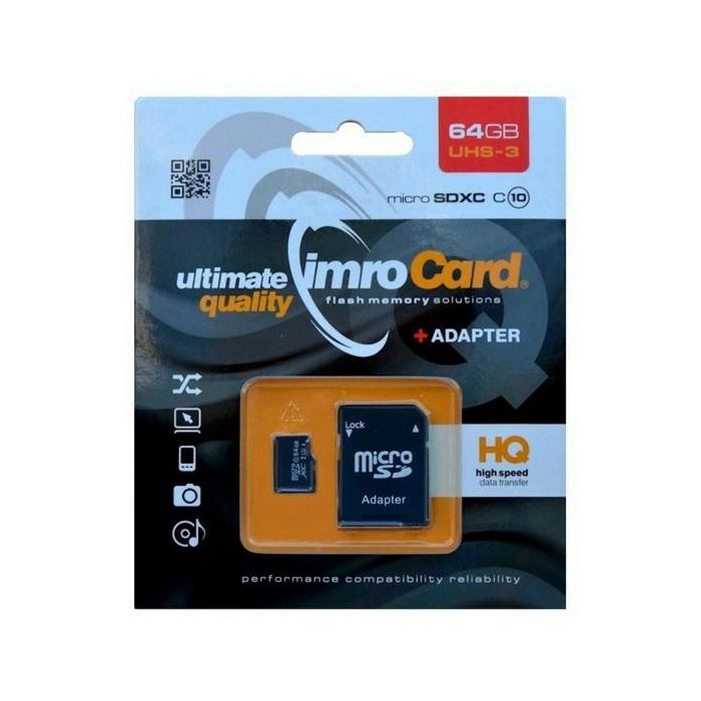 Imro Memory Card microSDXC 64GB / cl. 10 / UHS-3 + Adapter