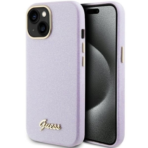 Guess Glitter Glossy Script Back Case Защитный Чехол для Apple iPhone 15