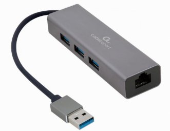 Gembird USB AM с 3-портовым концентратором USB 3.0 Гигабитный сетевой адаптер