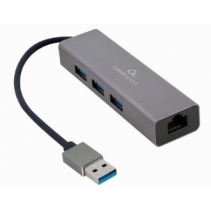 Gembird USB AM с 3-портовым концентратором USB 3.0 Гигабитный сетевой адаптер