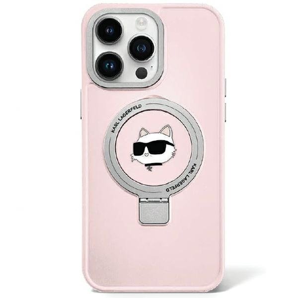 Karl Lagerfeld Ring Stand Choupette Head MagSafe Back Case for Apple iPhone 15 Pro Max