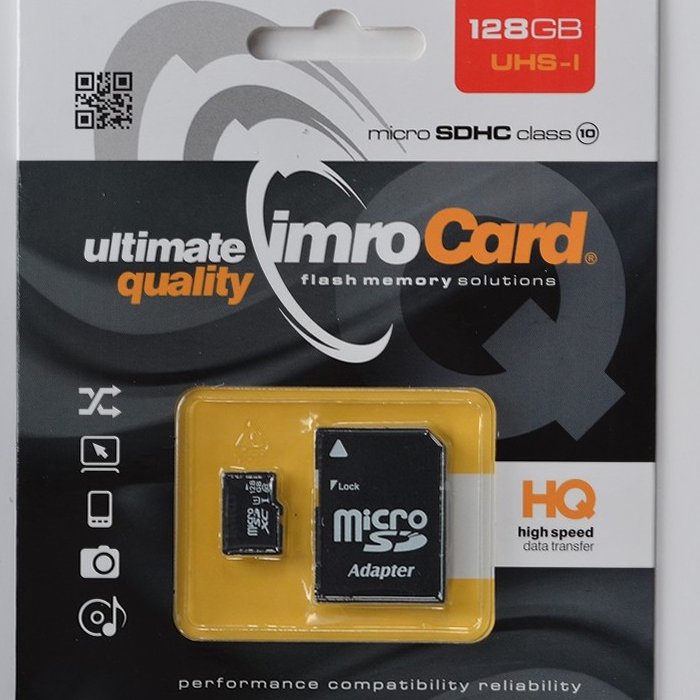 Imro Memory Card microSDHC / 128GB / cl. 10 UHS-I + Adapter