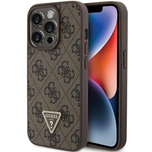 Guess PU Leather 4G Triangle Strass Case for iPhone 15 Pro