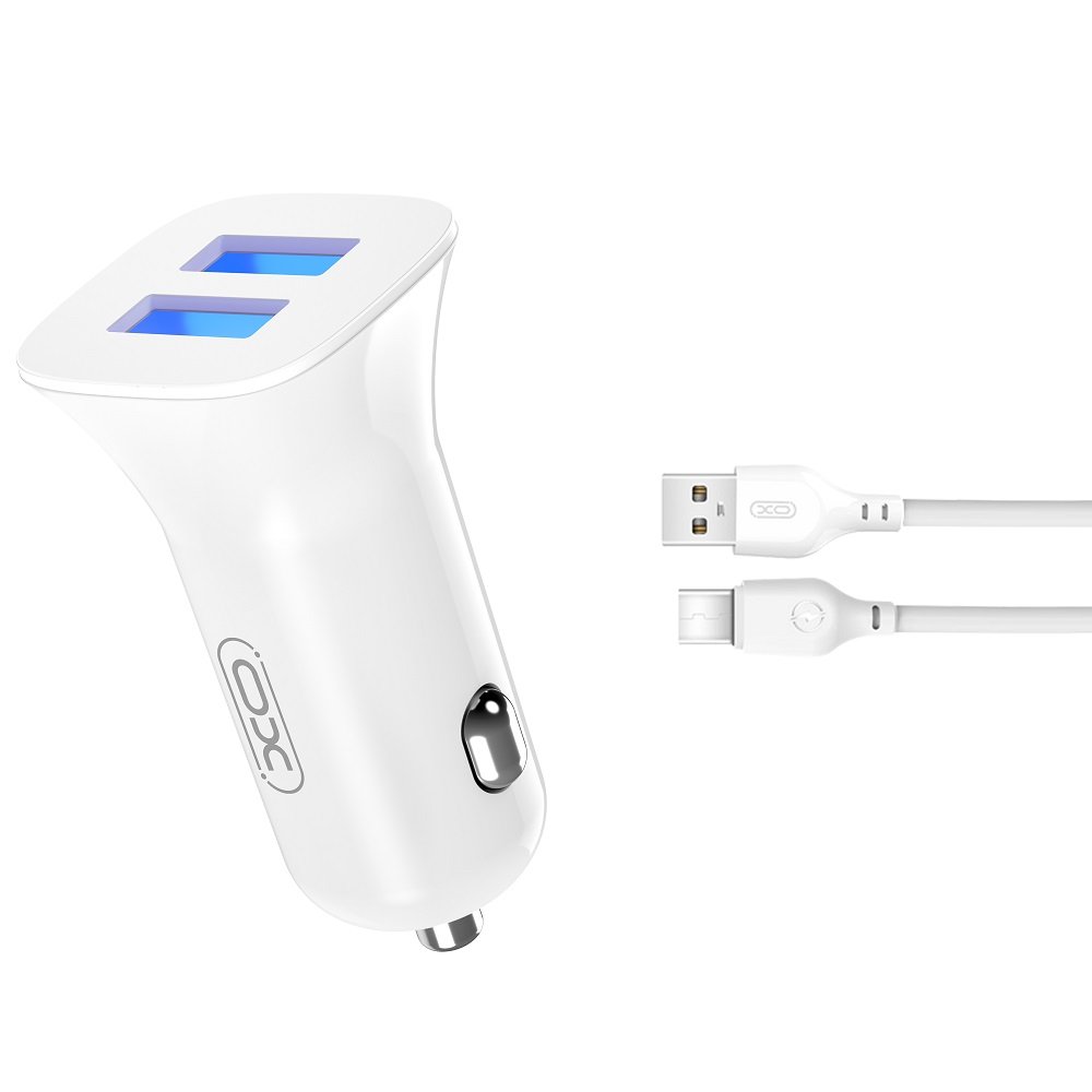 XO TZ10 Car charger 2x USB 2.4A + USB-C cable