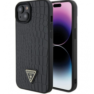 Guess Croco Triangle Logo Case for Apple iPhone 15