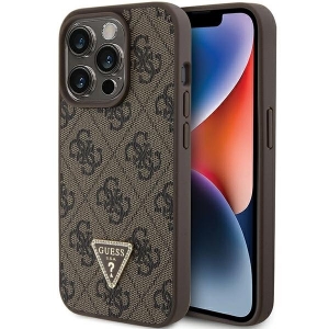 Guess PU Leather 4G Triangle Strass Case for iPhone 15 Pro Max