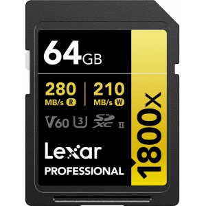 Lexar карта памяти SDXC 64GB Professional 1800x UHS-II U3 V60