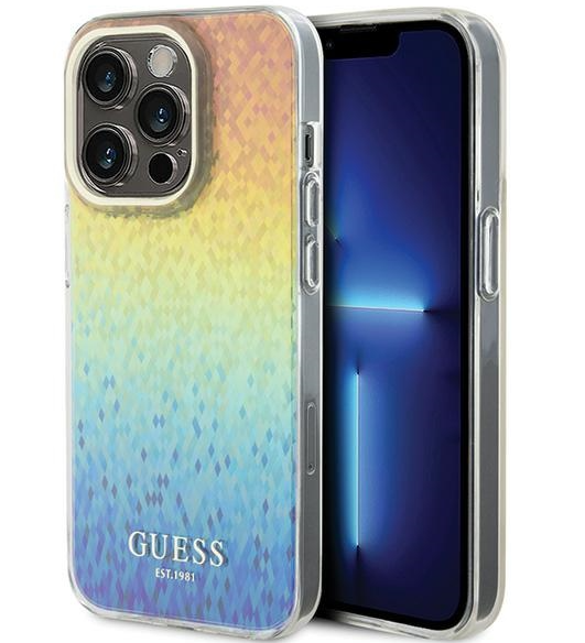 Guess IML Faceted Mirror Disco Iridescent Case for iPhone Apple 15 Pro