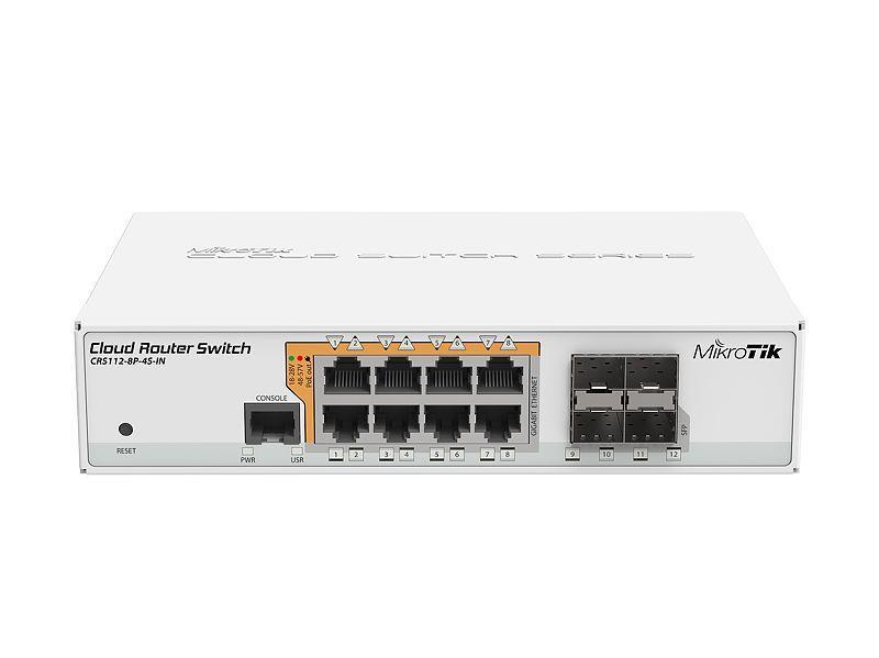 Switch | MIKROTIK | 8x10Base-T / 100Base-TX / 1000Base-T | 4xSFP | 1xConsole | CRS112-8P-4S-IN