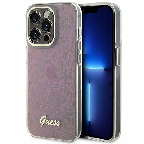 Guess IML Faceted Mirror Disco Iridescent Case for iPhone Apple 15 Pro Max