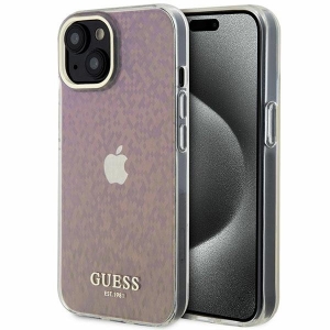 Guess IML Faceted Mirror Disco Iridescent Case for iPhone Apple 15