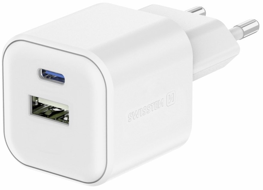 Swissten Travel Charger GaN USB-C 35W PD / USB-A 27W QC