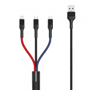 XO NB54 3in1 USB - Lightning + USB-C + microUSB cable