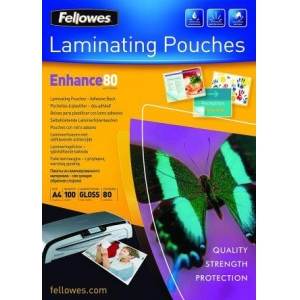 LAMINATOR POUCH ADHESIVE BACK/A4 80 100PCS 5302202 FELLOWES