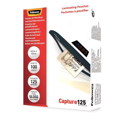 LAMINATOR POUCH GLOSSY CARD/125 100PCS 5306702 FELLOWES