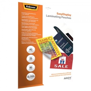 LAMINATOR POUCH ADHESIVE/A3 80 25PCS 5601803 FELLOWES