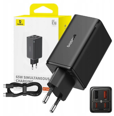 Baseus GaN6 Pro Fast Charger 2x USB-C / 2x USB / 65W