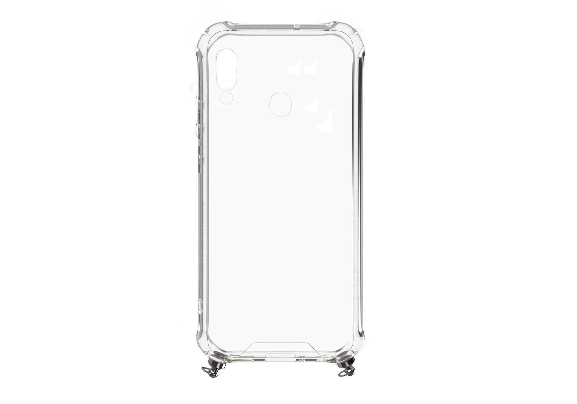 Huawei Y6 2019 Silicone TPU Transparent with Necklace Strap Silver