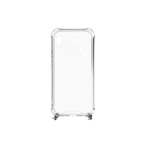Huawei Y6 2019 Silicone TPU Transparent with Necklace Strap Silver