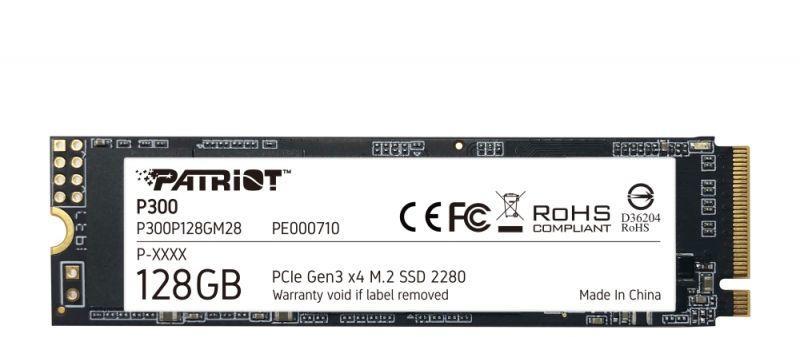 SSD | PATRIOT | P300 | 128GB | M.2 | PCIE | NVMe | 3D NAND | Write speed 600 MBytes/sec | Read speed 1600 MBytes/sec | 3.8mm | TBW 60 TB | P300P128GM28