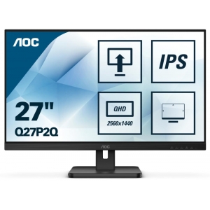 LCD Monitor | AOC | Q27P2Q | 27" | Panel IPS | 2560x1440 | 16:9 | 75Hz | 4 ms | Speakers | Swivel | Pivot | Height adjustable | Tilt | Colour Black | Q27P2Q