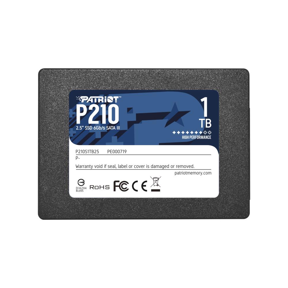 SSD | PATRIOT | P210 | 1TB | SATA 3.0 | Write speed 430 MBytes/sec | Read speed 520 MBytes/sec | 2,5" | P210S1TB25