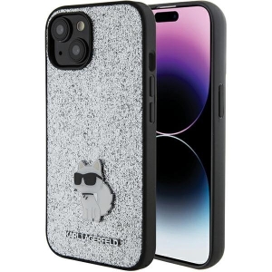 Karl Lagerfeld Fixed Glitter Choupette Logo Metal Pin Защитный Чехол для Apple iPhone 15