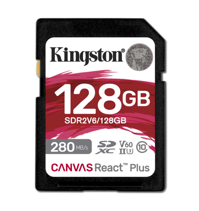 Kingston React Plus SD Memory Card 128GB / 280 / 100MB/s / U3 V60