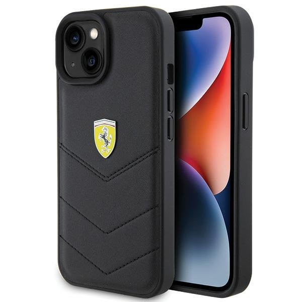 Ferrari Quilted Metal Logo Back Case for Apple iPhone 15