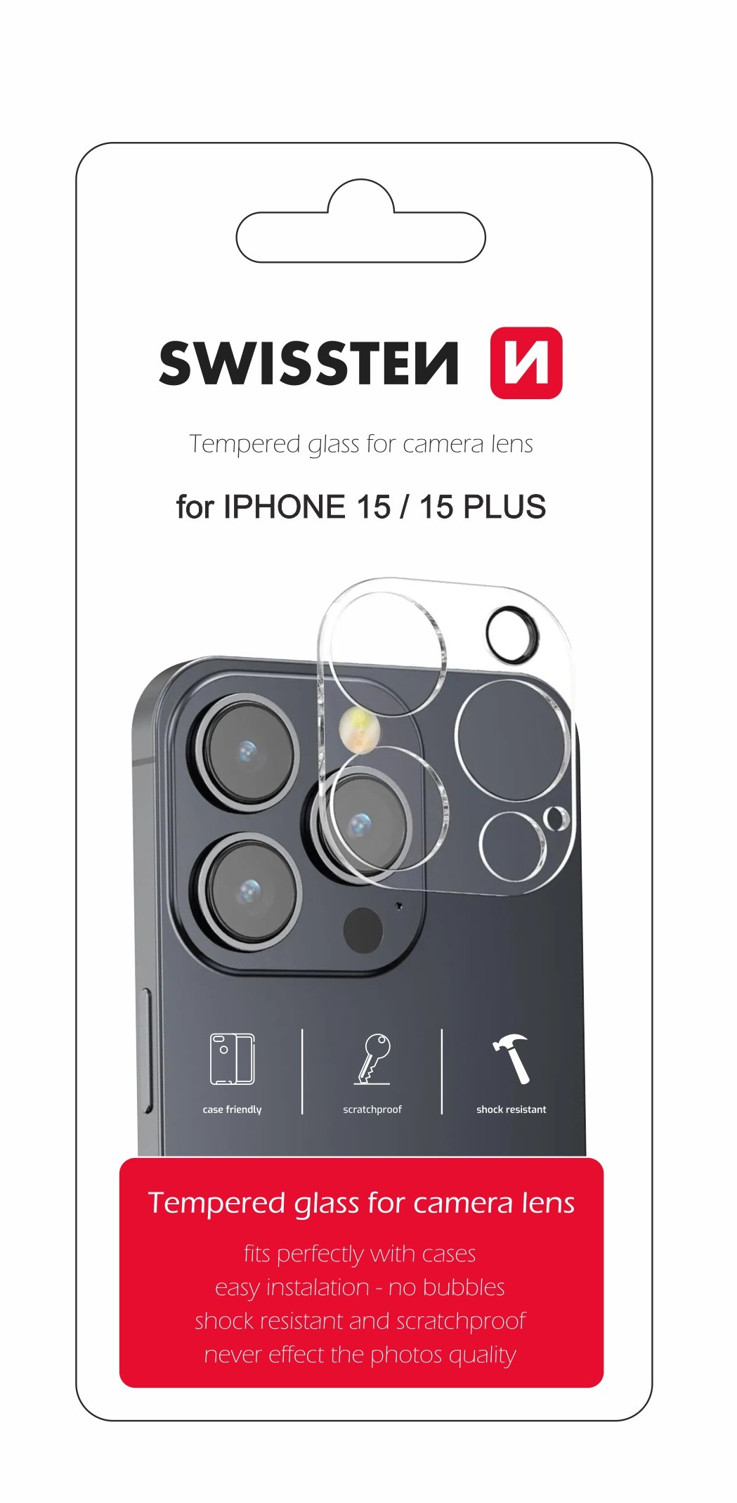 Swissten Tempered Glass For Camera Lens For Apple iPhone 15 / iPhone 15 Plus