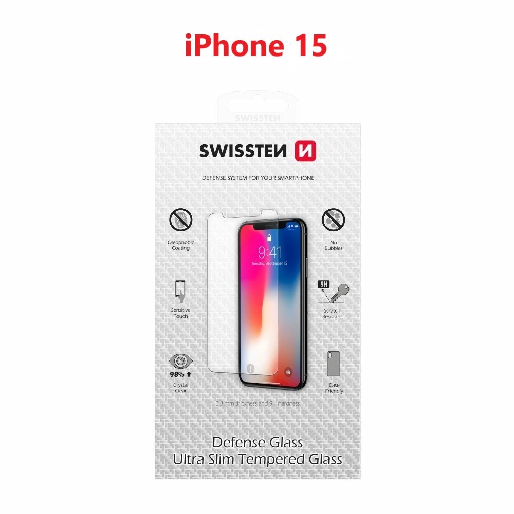 Swissten Ultra Slim Tempered Glass Premium 9H Защитное стекло для Apple iPhone 15