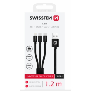 Swissten 3in1 Textile Провод 1.2m