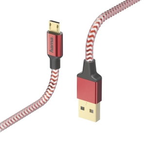 Hama 00178288 Reflective Charging/Data Cable, Micro-USB 1.5m Red