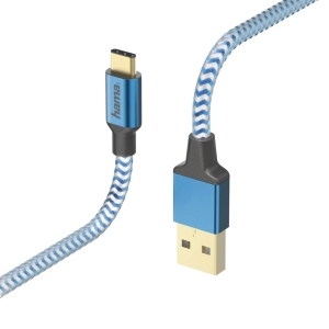 Hama 00178295 Reflective Charging/Data Cable, USB Type-C - USB-A 1.5m, Blue