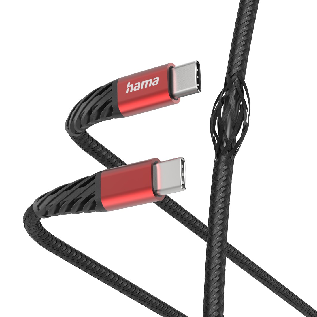 Hama 00201542 Extreme Charging Cable, USB-C - USB-C 1.5m Nylon black/red