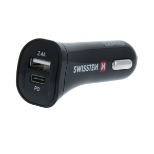 Swissten Power Delivery Car charger 12 / 24V / 2.4A / 30W + Micro USB Cable 1.5m