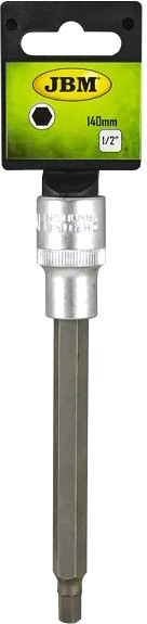 1 / 2" PADRUNOTSIK PIKK KUUSKANT HEX 5MM. 140MM SATIN CR-VAN. RIPUTUSPAKEND JBM