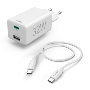 Hama 00201692 Quick Charger Mini 1X USB-C 32W, cable white