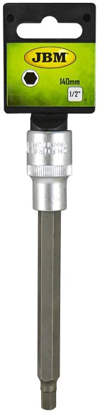 1 / 2" PADRUNOTSIK PIKK KUUSKANT HEX 5MM. 140MM SATIN CR-VAN. RIPUTUSPAKEND JBM