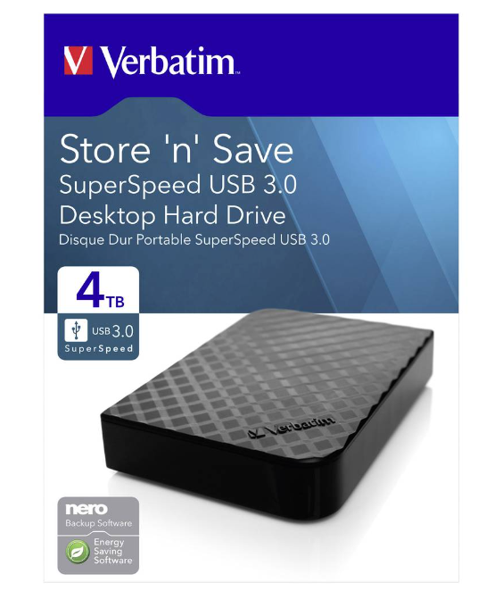 Verbatim External Hard Drive 4TB