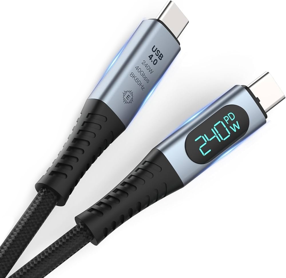 RoGer PD24VB USB-C 4.0 Cable with voltmeter PD240W / 40Gbps / 8K60Hz / 1m