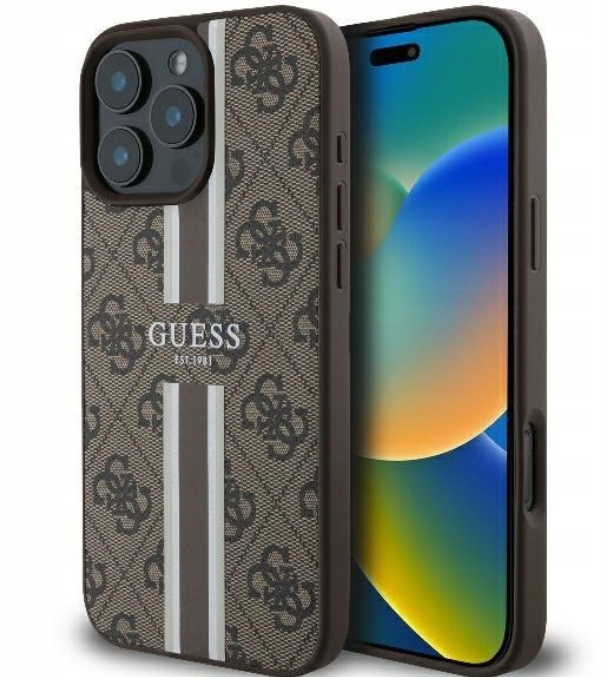 Guess 4G Printed Stripes MagSafe Back case Защитный Чехол для Apple iPhone 16 Pro