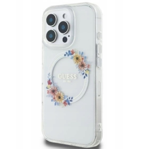 Guess IML Flowers Wreath MagSafe Case for Apple iPhone 16 Pro