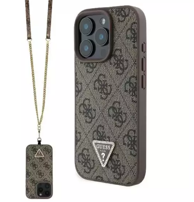 Guess Leather Metal Logo Strass Crossbody Case Чехол для Apple iPhone 16 Pro Max