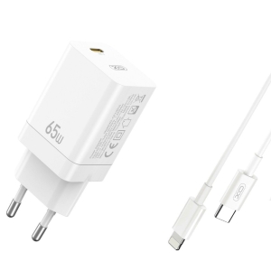 XO CE10 PD Wall charger USB-C 65W + USB-C - Lightning cable