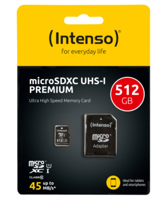 Intenso microSDXC Class 10 UHS-I Memory Card 512GB